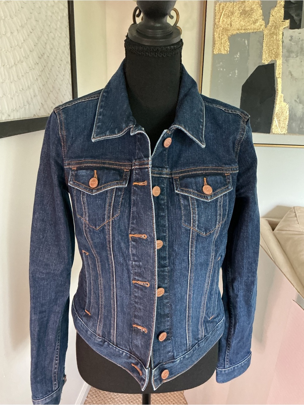 LOFT Dark Wash Denim Jacket Women’s XS Classic Stretch Jean Jacket